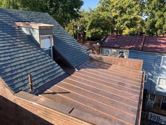 New Slate and Copper Roof Installed. Georgetown, Washington DC