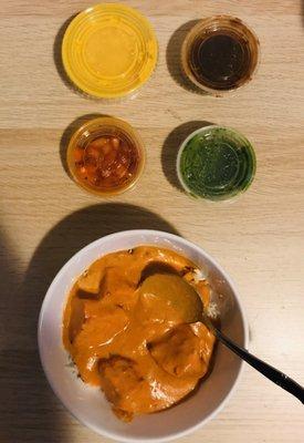 9. Butter Chicken with sauces