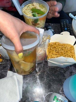 Wonton soup & house soup with noodles