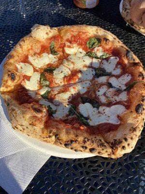 Margherita pizza fresh from the truck