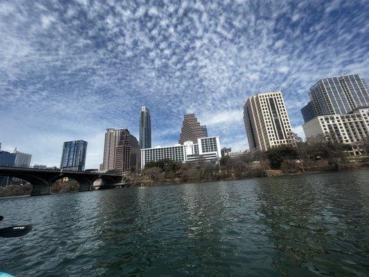 Downtown Austin from a kayak.