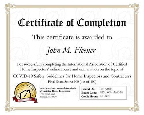 COVID-19 safe practices certification