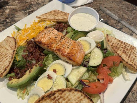 Cobb salad upgraded to Salmon cobb