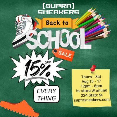 Back to School Sale - 15% OFF everything