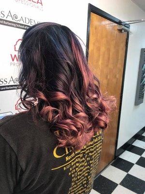 Dark to pink ombré