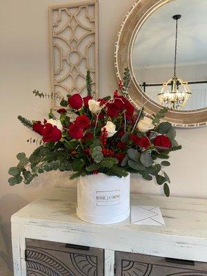 Christmas flower box hand delivered with love by Rose Jasmine team