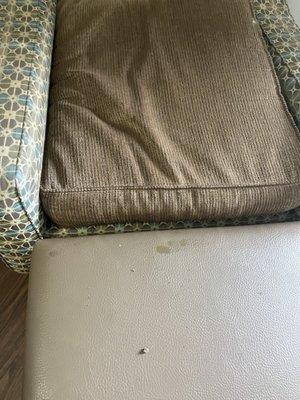 More dried up poop on this chair and you don't even wanna know what it looked like under that cushion.