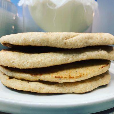 Housemade Piita Bread made with sourdough starter, "Doughra"