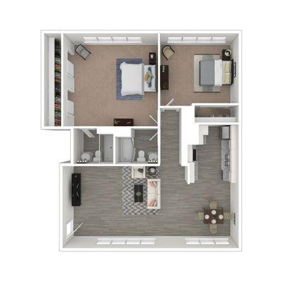 2x2 Floor Plan, 904 sq ft