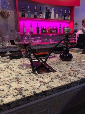 A wonderful wine selection and great hookah flavors! The service is amazing, great food selections, beautiful ambiance!