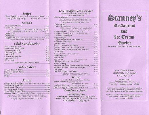 Menu Side One