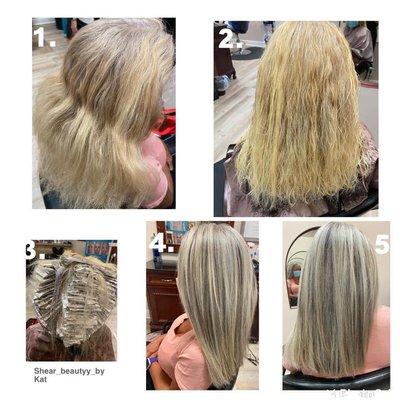 Transitioning from natural gray in grown out roots to Icy  blonde