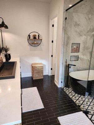 Black subway tile