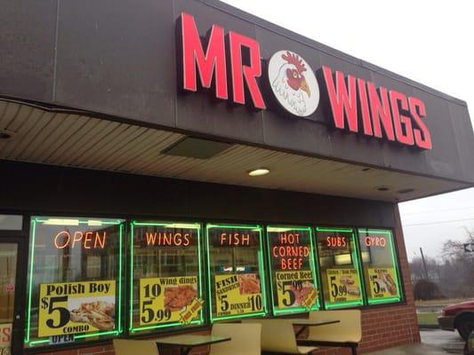 Mr. Wings has great fries with sauce!