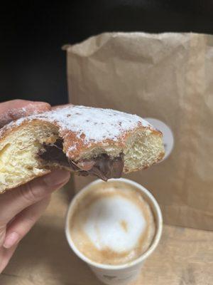 Nutella donut and cappuccino