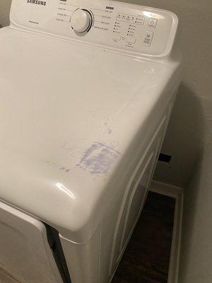 Stain on new washing machine