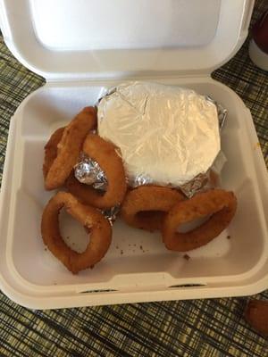 Horrible - this is a "double order" of onion rings! All 5 of them.