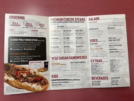 Menu of The Cheese Steak Shop.