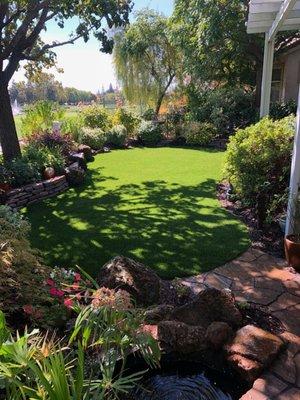 Beautiful backyard artificial turf, Modesto, CA