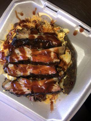 Loaded baked potato with Ribs