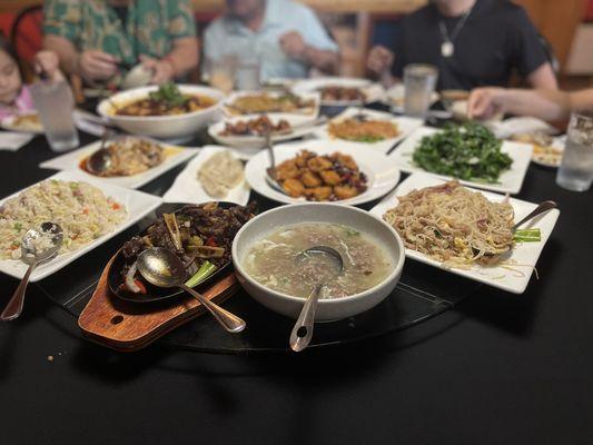 Served family-style, on a lazy Susan!