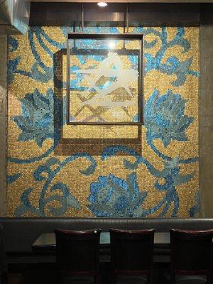 Dining room hand made mosaic waterfall