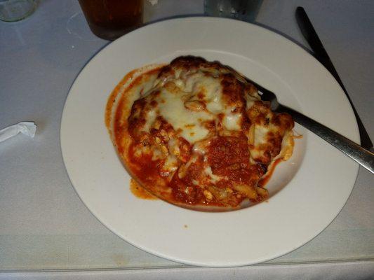 Lasagna,  baked angel hair, garden pasta and fresh soft breadsticks