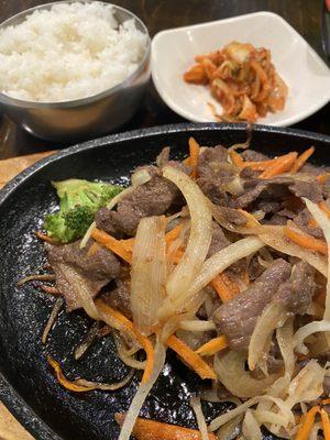 Bulgogi (beef), came with white rice, kimchi, and miso soup (not pictured). Very tasty.