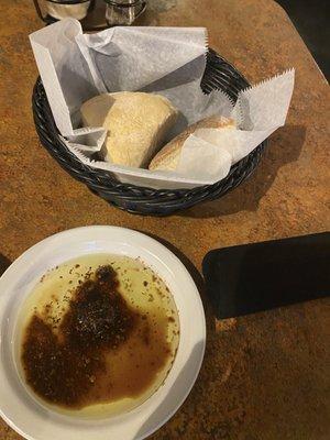 Complimentary bread and dipping oil