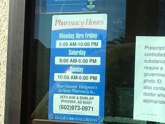 Pharmacy hours.