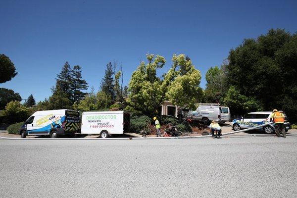 Our expert plumbers working on a san jose trenchless project together