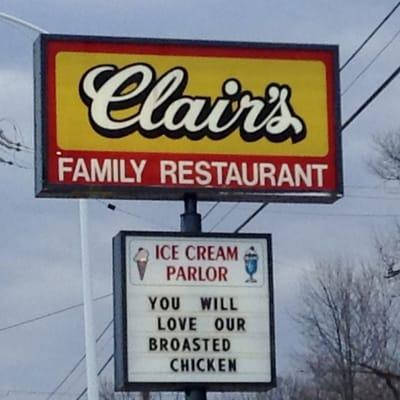 Clair's Family Restaurant storefront sign