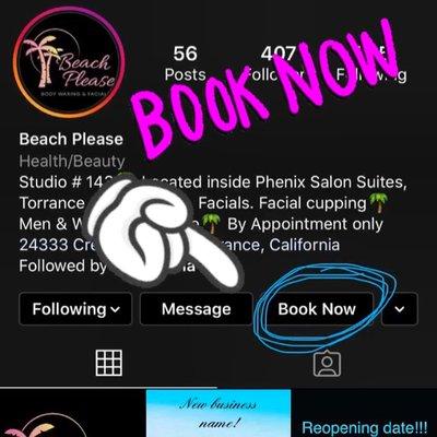 Follow us on Instagram & book right from our page @beachplease_torrance