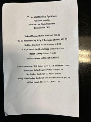 Saturday specials