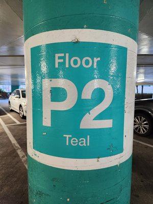 UCSF Millberry Union Garage - Clear signage marking where you parked , each floor has its own color to help you remember.