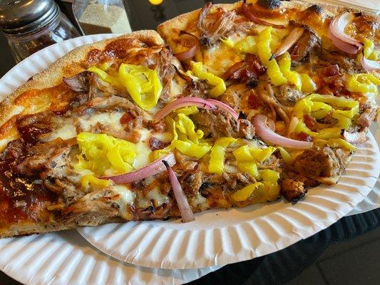 Crazy creations!! Carolina style Pulled pork bbq pizza