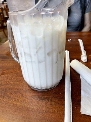 Horchata (served in a small pitcher)