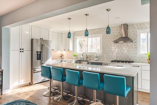 Kitchen remodel in with Kemper cabinetry and hardwood flooring