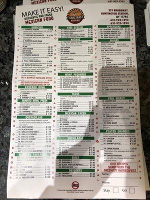 Chalupas Mexican Grill Menu