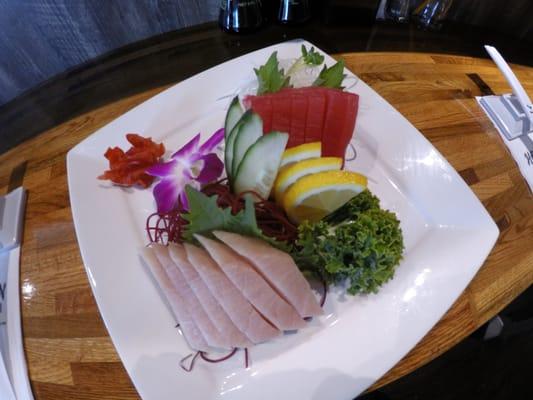 Our Sashimi Lunch Combo! Comes with miso soup, rice and salad!