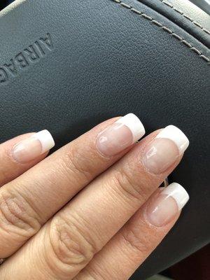 A clean and natural French manicure  look .