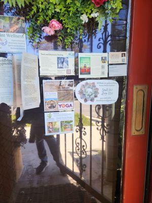 The front door shows Dr. Jones info on the center bottom two. She provides Somatic Yoga, too, for $35 at Silverlake Yoga.