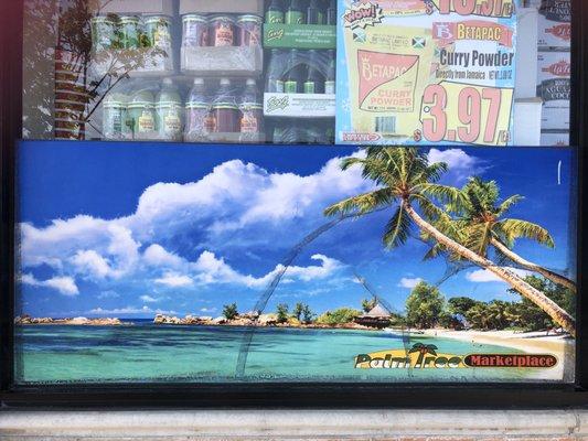 The tropical imagery on the front of the store