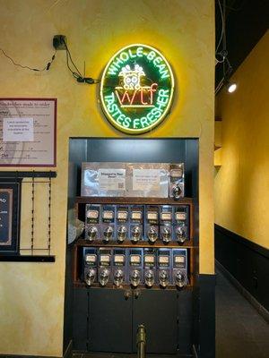 Whole bean coffee display