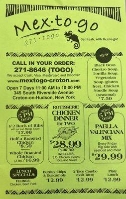 Mextogo Menu