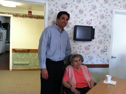 Woodland Mayor with a resident at Woodland Nursing and Rehab 2012