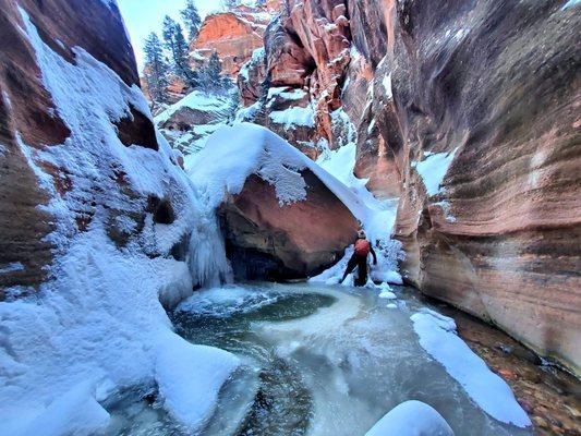 We hiked a slot canyon on our visit