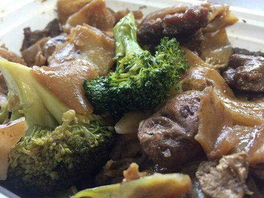 Beef Pad See Ew with Fresh broccoli and mushrooms!