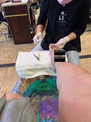 This is the sweet lady who gave me my pedicure.  She will be the reason I go back.