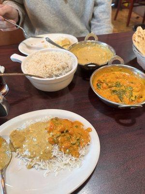 Veggie Tikka Masala and Butter chicken